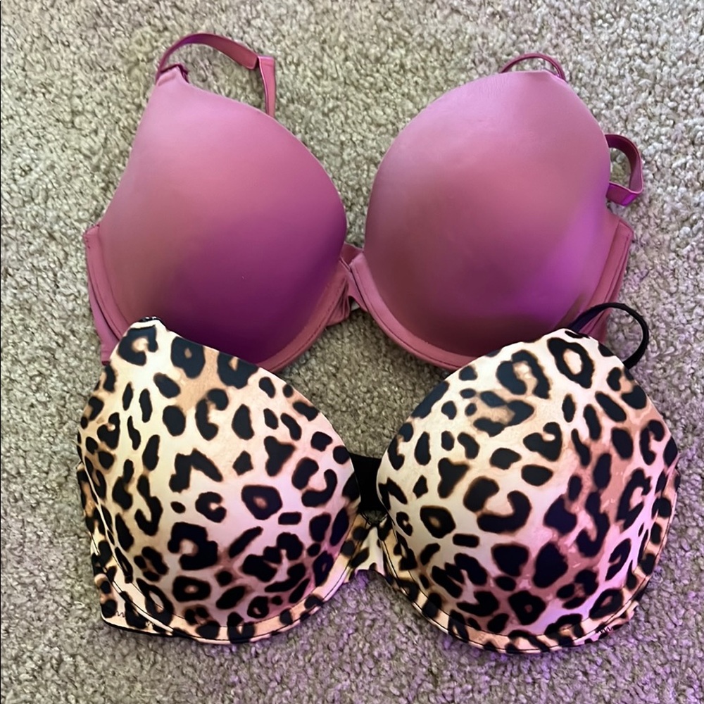 Leopard Print and Pink Women's Bra Set